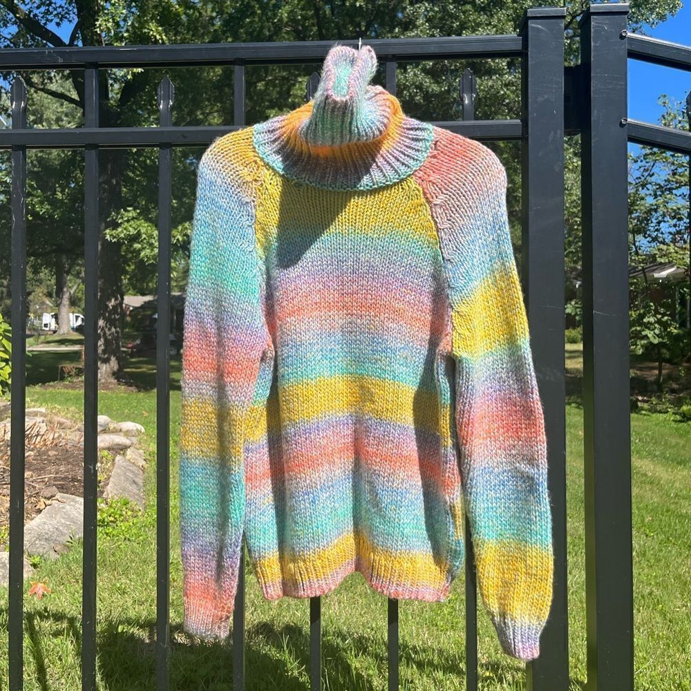 Anthropologie T. La Rainbow Ombre Turtleneck Knit Sweater - Picture 5 of 13